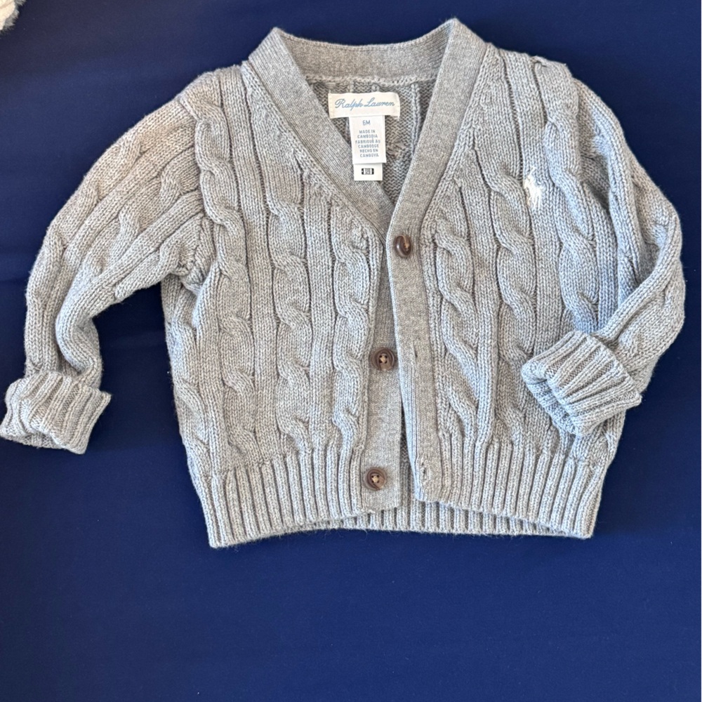 Polo Gray Cable Knit Baby Boy Sweater